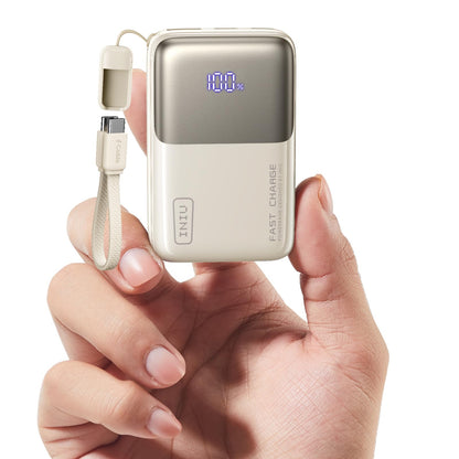 INIU Portable Charger, Ultra Mini 10000mAh 45W Fast Charging with Detachable Cable, Flight-Safe Travel USB C Power Bank External Phone Battery Pack for Xiaomi iPhone 17 16 Samsung S26 Google iPad etc