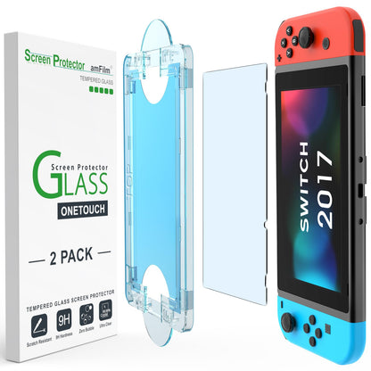 amFilm Auto-Alignment OneTouch for Nintendo Switch 2 Screen Protector [7.9''] 2025 Tempered Glass, Accessories, 30 seconds Installation, Bubble Free, Scratch Resistant, Touch Sensitive, Transparent [2 Pack]