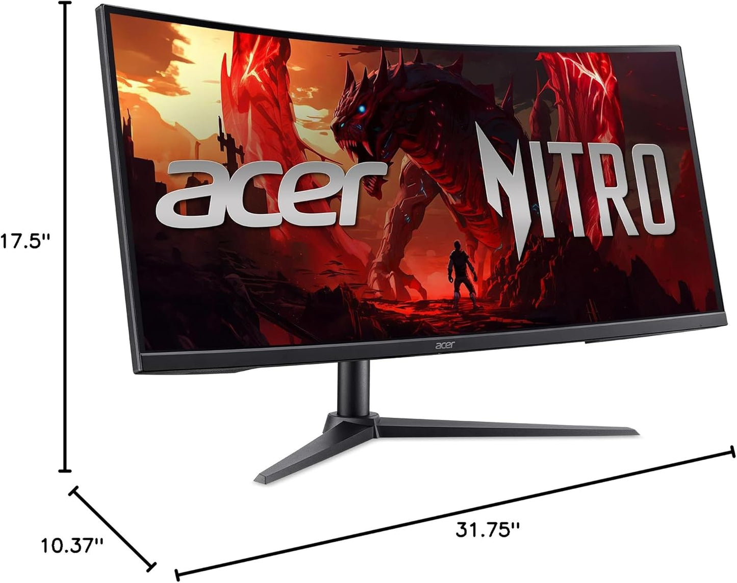 acer Nitro 34” Gaming Monitor | QHD 3440 x 1440 | 1500R 21:9 Curved | AMD FreeSync Premium | 200Hz Refresh Rate | 1ms (VRB) | sRGB 99% | 1 x Display Port 1.4 & 2 x HDMI 2.1 Ports | XZ340CUR X0bmiiphx