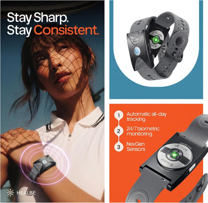 HEALBE Calorie Tracker, Automatic Calorie Intake Smart Band with App, Screen-Free Fitness Tracker, Sleep, Hydration, Stress, 24/7 Heart Rate, 5 ATM Waterproof