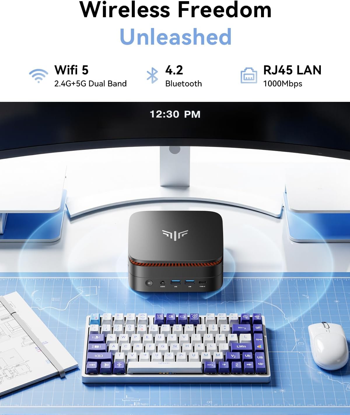 KAMRUI Pinova P1 Mini PC Win 11 Pro, AMD Ryzen 4300U 16GB RAM 1TB SSD Mini Computers (Beats N150/10110U, up to 3.7GHz), Micro Desktop PC Triple 4K Display, Dual WiFi, BT for Business Office Home