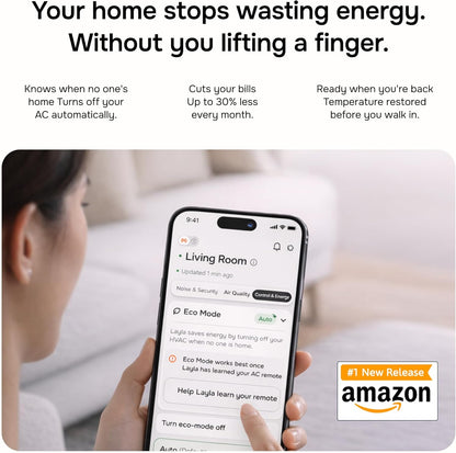 Layla Smart Air Conditioner Controller | WiFi Remote & Sensor | Wireless AC Controller, Home Energy-Saving Cooling Device | Quick & Easy Installation Maintains Comfort & Control for Mini Split
