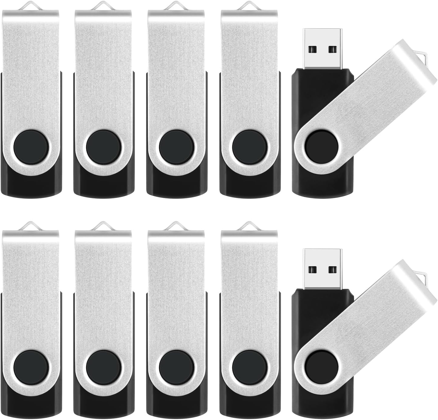 8GB Flash Drive 10 Pack Bulk USB Flash Drives, USB2.0 Thumb Drive USB Stick for Data Storage Backup, Jump Drive Pen Drive Zip Drive Memory Stick with Indicator, USB Storage Flash Drive Swivel Design