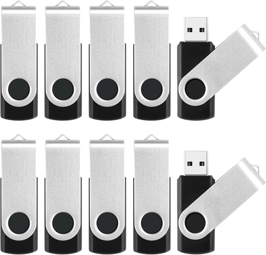 8GB Flash Drive 10 Pack Bulk USB Flash Drives, USB2.0 Thumb Drive USB Stick for Data Storage Backup, Jump Drive Pen Drive Zip Drive Memory Stick with Indicator, USB Storage Flash Drive Swivel Design