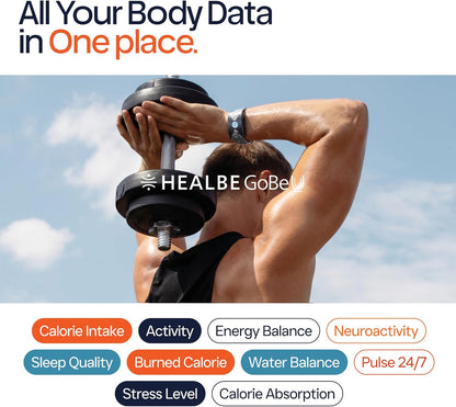 HEALBE Calorie Tracker, Automatic Calorie Intake Smart Band with App, Screen-Free Fitness Tracker, Sleep, Hydration, Stress, 24/7 Heart Rate, 5 ATM Waterproof