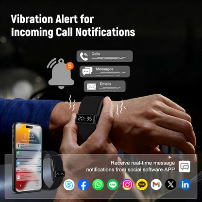 Fitness Trackers Smart Wristband with Hidden Screen(Wrist-Raise Screen Activation) Activity & Sleep Tracker with Heart Rate/HRV/Blood Oxygen, Vibration Alerts, Free APP Black (Universal Size)