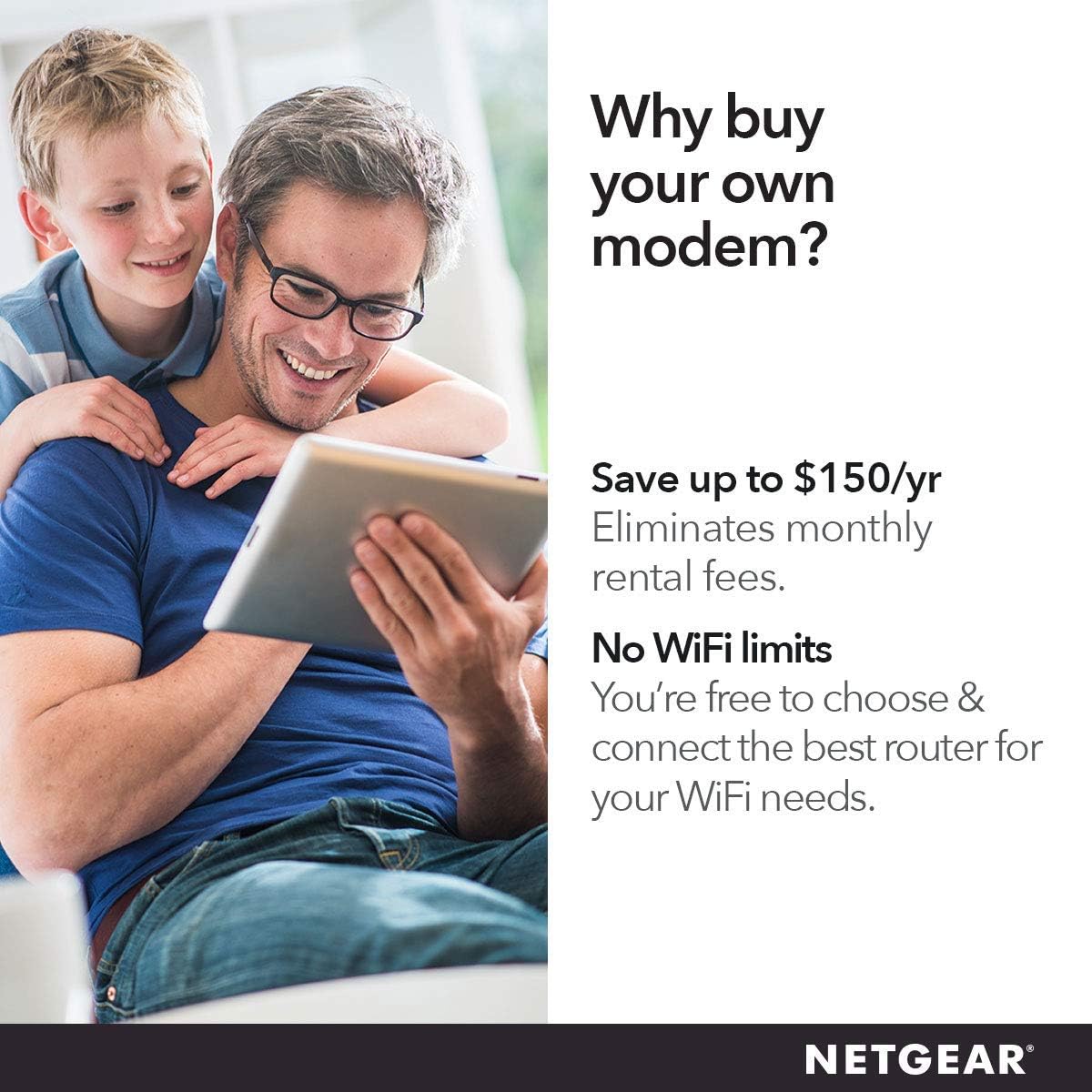NETGEAR Cable Modem DOCSIS 3.0 (CM500) Compatible with Major Cable Providers Including Xfinity, Cox, for Plans Up to 400 Mbps