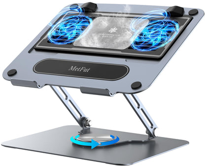 Metfut Laptop Cooling Pad with Detachable Fan & Cooler, Adjustable Height & Angle, 360 Rotation Base, Ultra-Quiet, Carbon Steel Framework for MacBook, ASUS, Dell 10-16” Laptop for Tablet, DJ Mixer