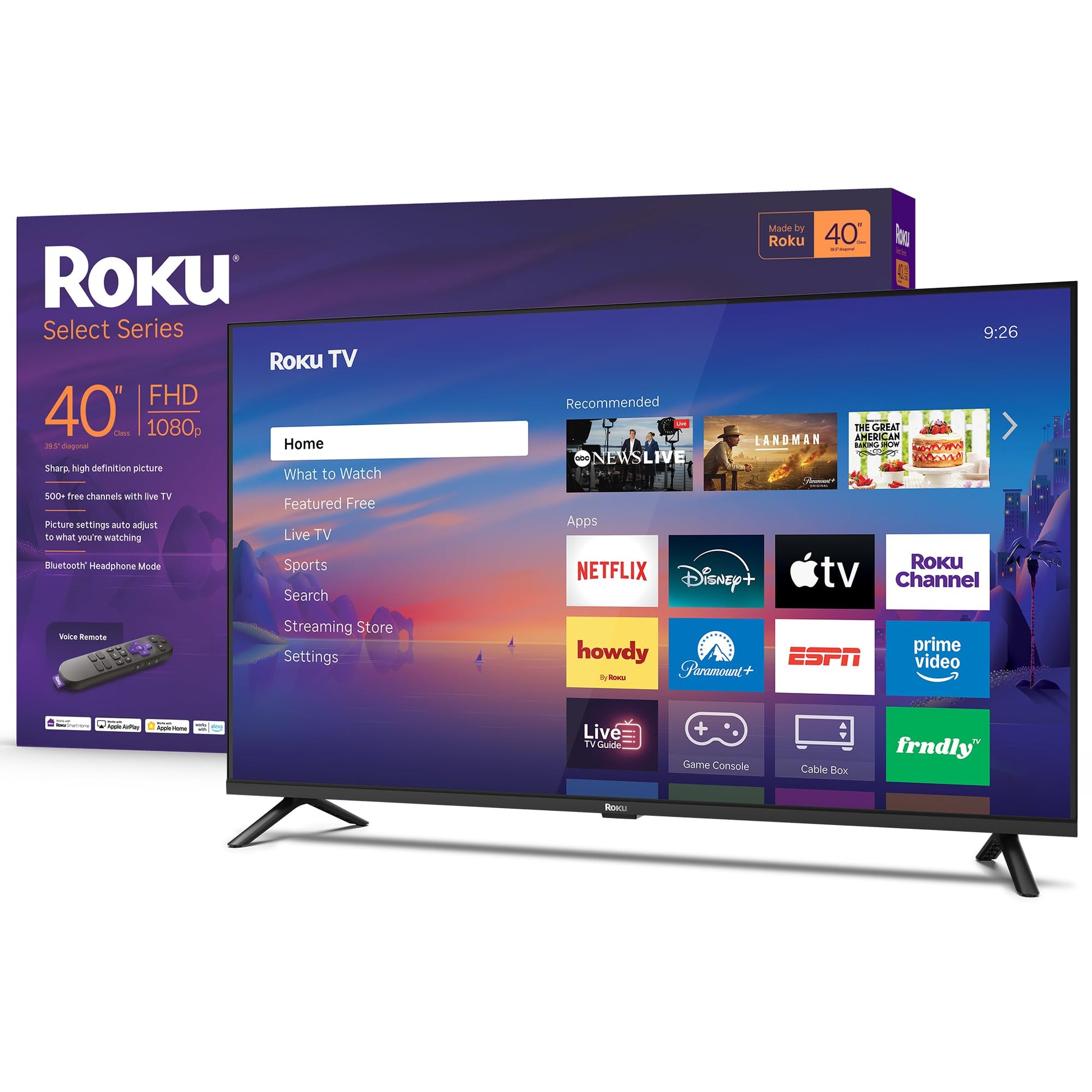 Roku Smart TV 2026 – 32-Inch Select Series, 1080p Full HD TV – Roku TV with Voice Remote – Flat Screen LED Television with Wi-Fi for Streaming Live Local News Sports & Movies, Bluetooth Headphone Mode