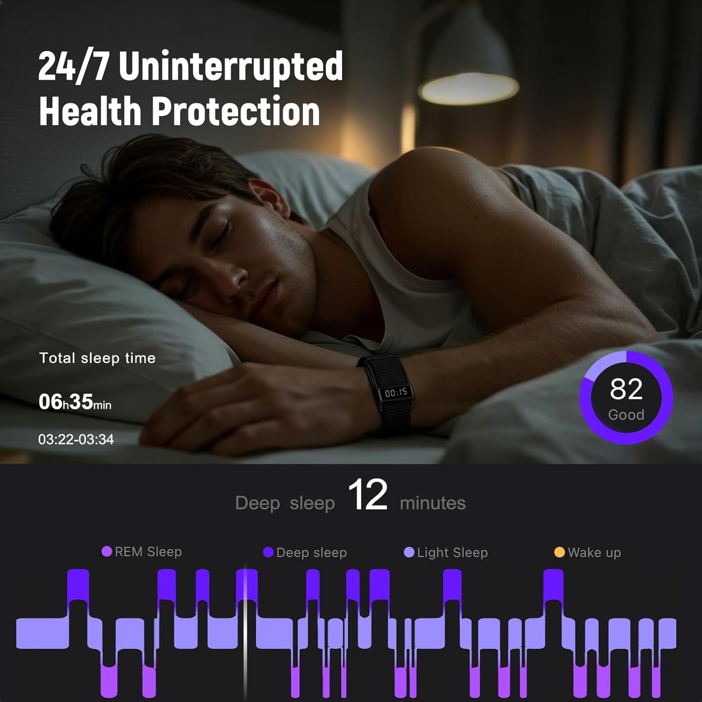 Fitness Trackers Smart Wristband with Hidden Screen(Wrist-Raise Screen Activation) Activity & Sleep Tracker with Heart Rate/HRV/Blood Oxygen, Vibration Alerts, Free APP Black (Universal Size)