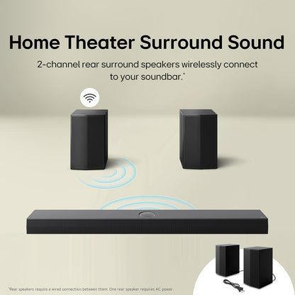 LG S40TR 4.1 ch. Home Theater Soundbar with Rear Surround Speakers and Wireless Subwoofer, Wow Interface, Dolby Audio, AI Sound Pro, Amazon Exclusive