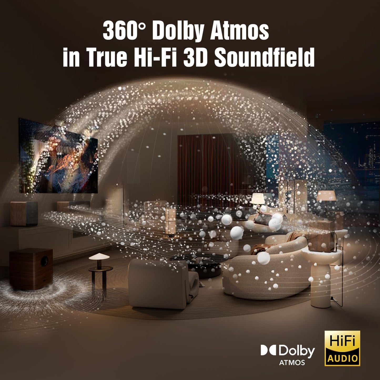 Flagship 5.1.4 Hi-Fi Surround Sound System with Dolby Atmos, Center Speaker with 4 Surrounds, 25 Hz Subwoofer, 900W Home Theater Sound Bar for Smart TV, HiFi-Grade Crossover, Color: Wood