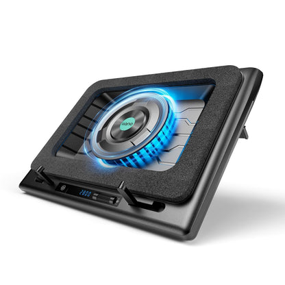 llano V12 Gaming Laptop Cooling Pad, RGB Laptop Cooler, Laptop Cooling Fan Stand with 5.5 Inch Powerful Turbofan, for 15.6-19in Laptop, Adjustable Speed, Dustproof, 3-Port USB Hub, Black (RGB)
