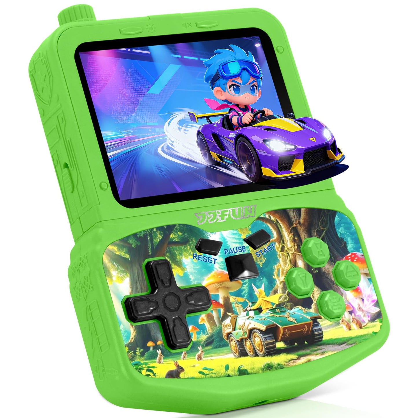 Handheld Game Console for Kids, Preloaded 220 Retro Games, 3.5'' HD IPS Screen Brightness Adjustable, Rechargeable, One-Touch Mute, Best Birthday Gift Toys for Boys Girls 4 5 6 7 8-Blue-Robot-Themed