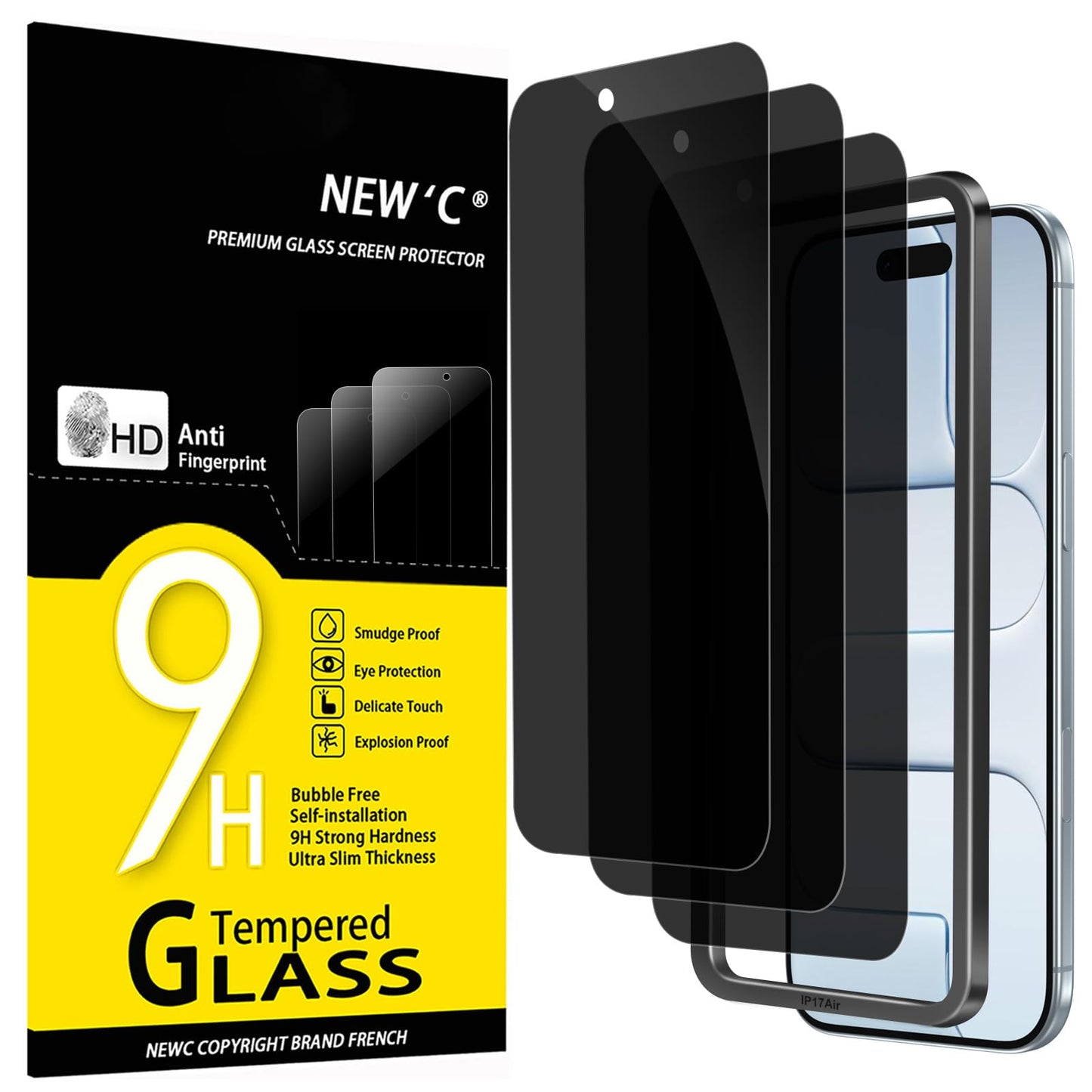 NEW'C 3 Pack Designed for iPhone 12,iPhone 12 Pro Screen Protector (6.1"), Enhanced Tempered Glass Protection, Case Friendly Bubble Free Ultra Resistant