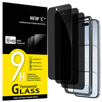NEW'C 3 Pack Designed for iPhone 12,iPhone 12 Pro Screen Protector (6.1"), Enhanced Tempered Glass Protection, Case Friendly Bubble Free Ultra Resistant