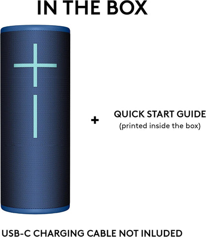 Ultimate Ears MEGABOOM 4 Portable Waterproof Bluetooth Speaker with Immersive 360-Degree Sound and Balanced Bass, Floating Speaker with 20-Hour Battery and 147ft (45m) Range - Blue