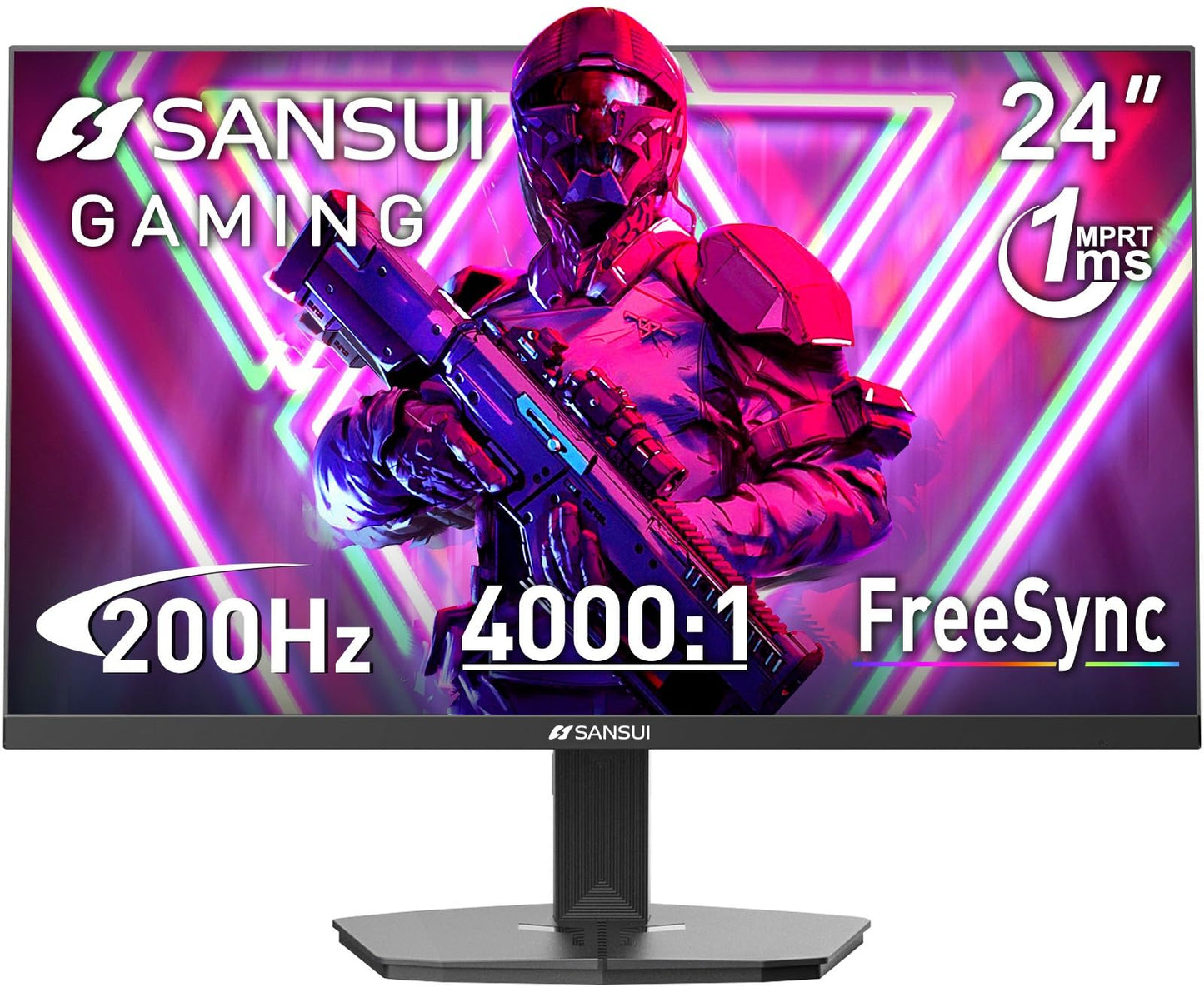 SANSUI 27 Inch Curved 240Hz Gaming Monitor FHD 1080P, 1500R Curve Computer Monitor, 130% sRGB, 4000:1 Contrast, HDR, FreeSync, MPRT 1Ms, Low Blue Light, HDMI DP Ports, Metal Stand, DP Cable Incl.