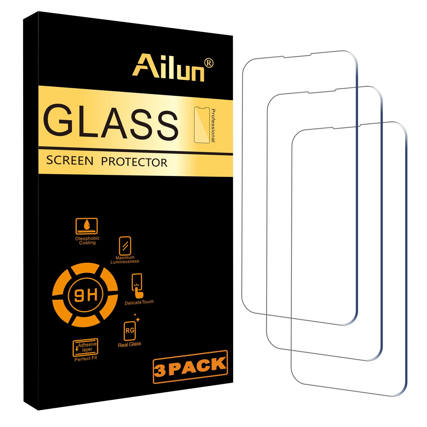 Ailun Screen Protector for iPhone 17e / iPhone 16e / iPhone 14 / iPhone 13 / iPhone 13 Pro [6.1 Inch] Display 3 Pack Tempered Glass, Case Friendly [Not for iPhone 16 6.1 Inch]