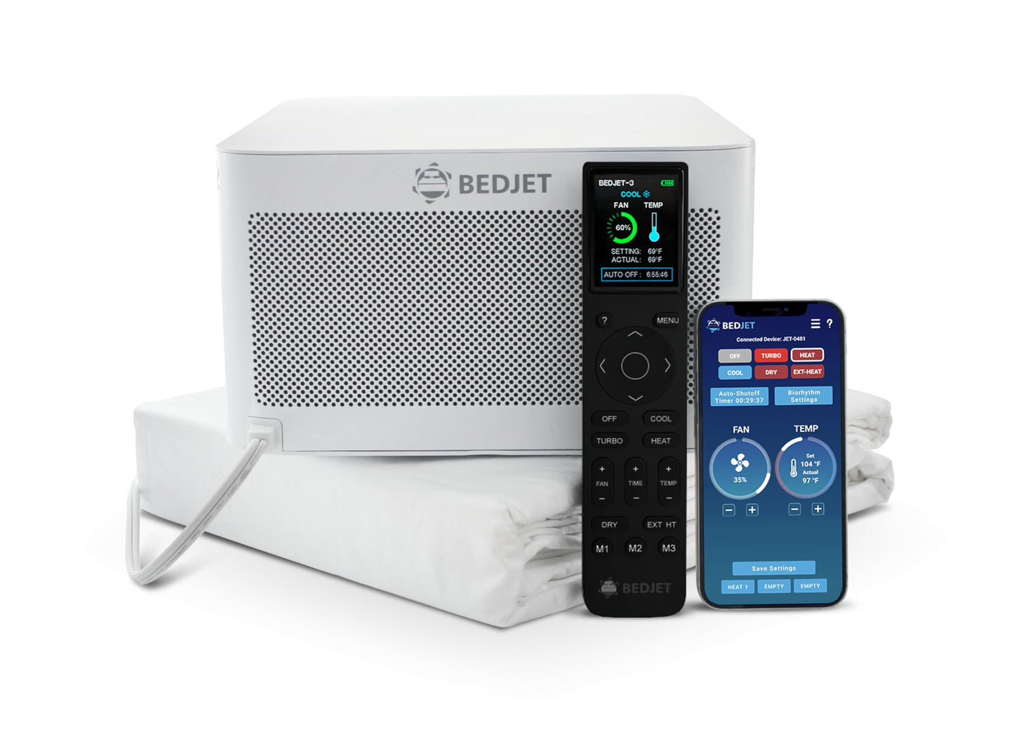 BedJet 3 Climate Comfort for Beds, Cooling Fan + Heating Air Bundle with Cloud Sheet (King Size Sheet)
