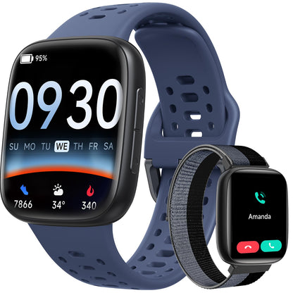 Smart Watches for Men Android iPhone (2 Bands), [1.85" AMOLED Screen] Smartwatch Fitness Tracker 3ATM Waterproof with Bluetooth Calls, AI Control, Heart Rate/SpO2/Sleep Monitor, 7 Days Battery