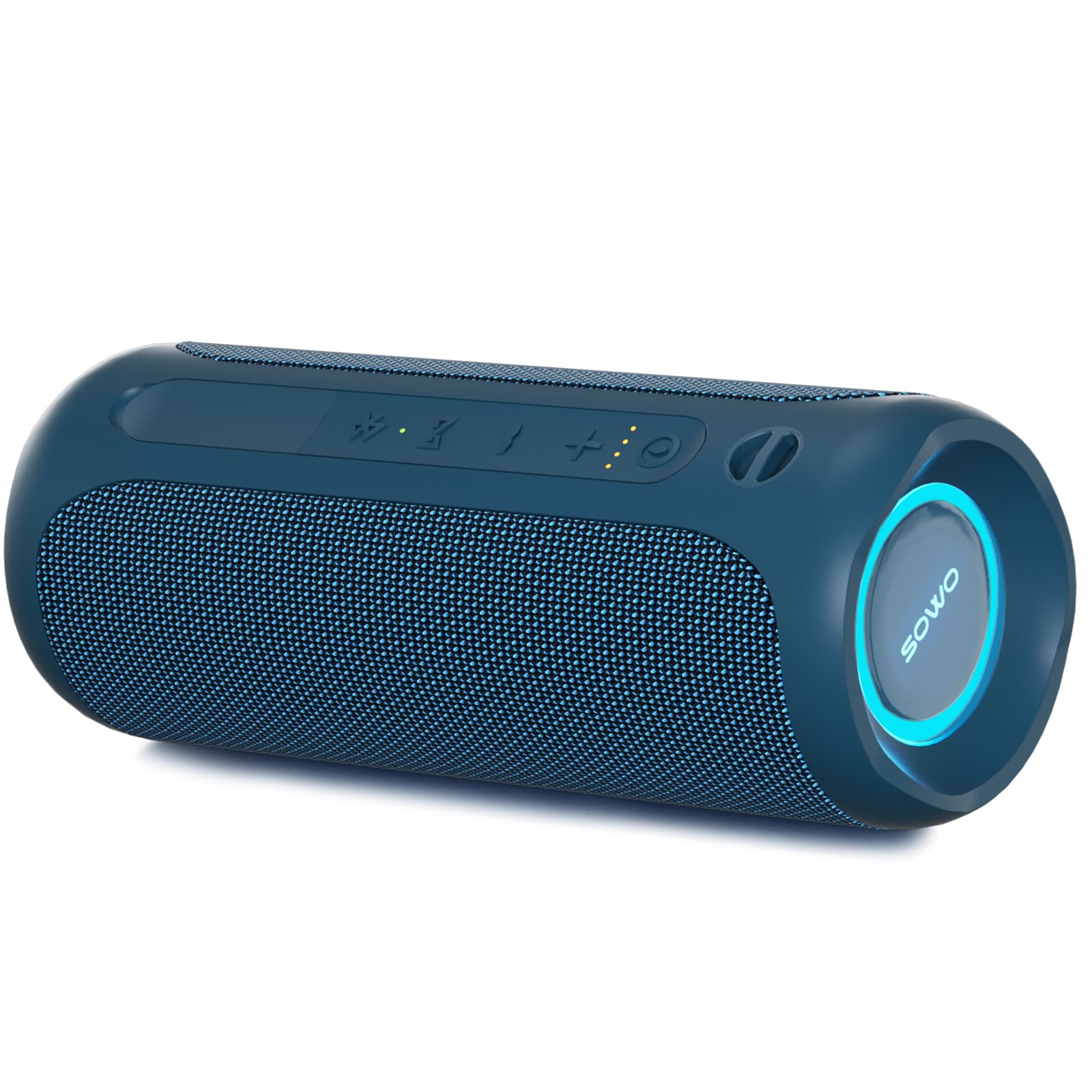 Wireless Portable Speaker,IPX7 Waterproof Bluetooth Speaker, 25W Loud Stereo Sound, Bassboom Technology, TWS Pairing, Built-in Mic, 16H Playtime with Lights for Home Outdoor - Black