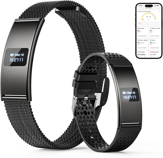 Smart Bracelet, Subscription-Free 24/7 Health Tracking, Heart Rate, SpO2, HRV & Sleep Tracker with IPX8 Waterproof, Wearable Activity & Fitness Tracker, 7-Day Battery, 2 Bands