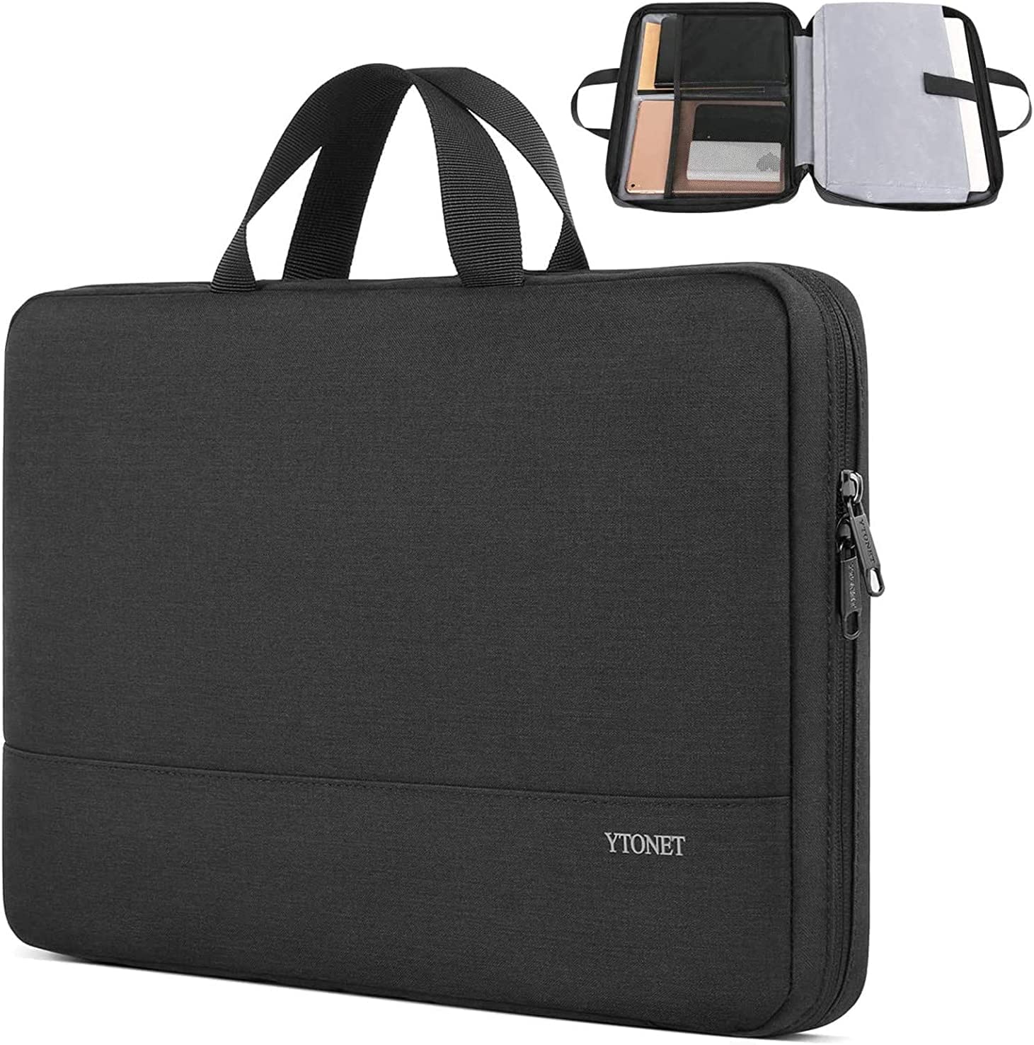 Ytonet Laptop Case, 15.6 inch TSA Laptop Sleeve Computer Bag Water Resistant Computer Case Carrying Cover Compatible for Lenovo, HP, Dell, Asus Notebook, Gifts for Men Women, Grey