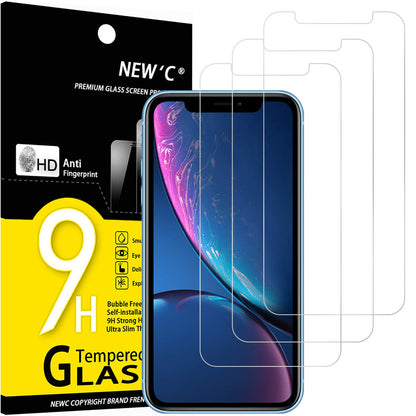 NEW'C 3 Pack Designed for iPhone 12,iPhone 12 Pro Screen Protector (6.1"), Enhanced Tempered Glass Protection, Case Friendly Bubble Free Ultra Resistant