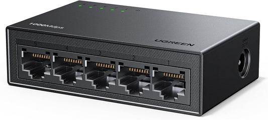 UGREEN Ethernet Switch, 5 Port Gigabit Ethernet Splitter, Plug & Play, Wall Mount & Desktop Network Switch Hub, Unmanaged, Compact, with LED, Fanless Quiet, for Internet Cable, Laptop, Router, NAS