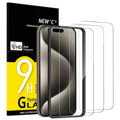 NEW'C 3 Pack Designed for iPhone 12,iPhone 12 Pro Screen Protector (6.1"), Enhanced Tempered Glass Protection, Case Friendly Bubble Free Ultra Resistant