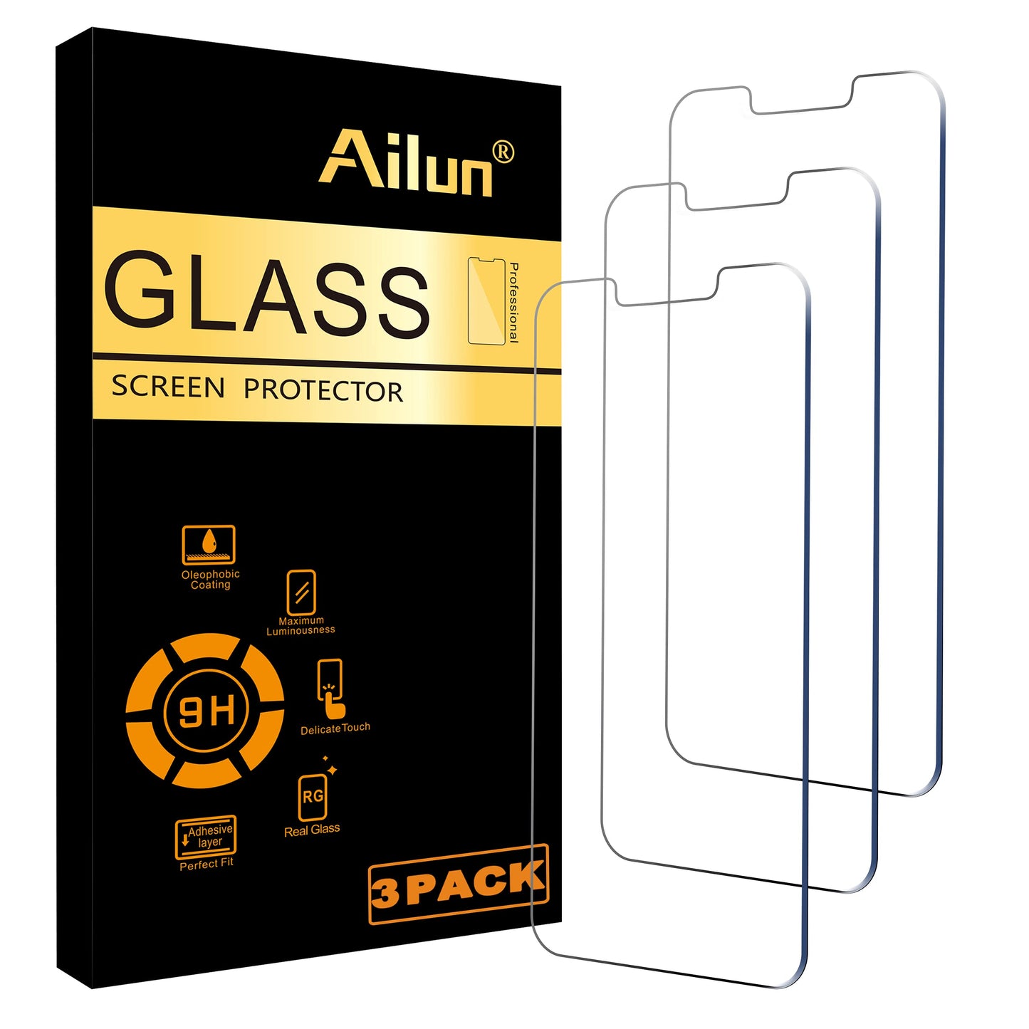 Ailun Screen Protector for iPhone 17e / iPhone 16e / iPhone 14 / iPhone 13 / iPhone 13 Pro [6.1 Inch] Display 3 Pack Tempered Glass, Case Friendly [Not for iPhone 16 6.1 Inch]