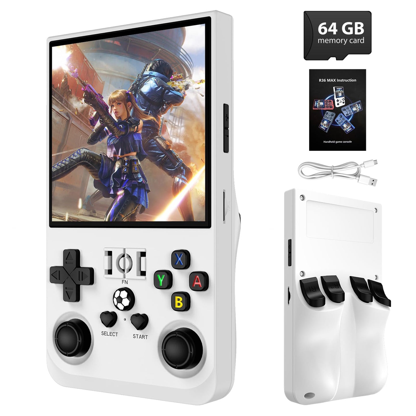 R36MAX Retro Handheld Game Console, 4.0 Inch IPS Screen Retro Gaming Console,Linux System, 4000mAh Battery Portable Pocket Mini Arcade, Built-in 128G,Retro Black