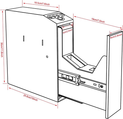 Biometric Slider Handgun Gun Safe for Nightstand, Desk, Bed Side,Truck - Auto Sliding Door Hand Gun Safe for Pistol -with Fingerprint, PIN Code, KEY Access