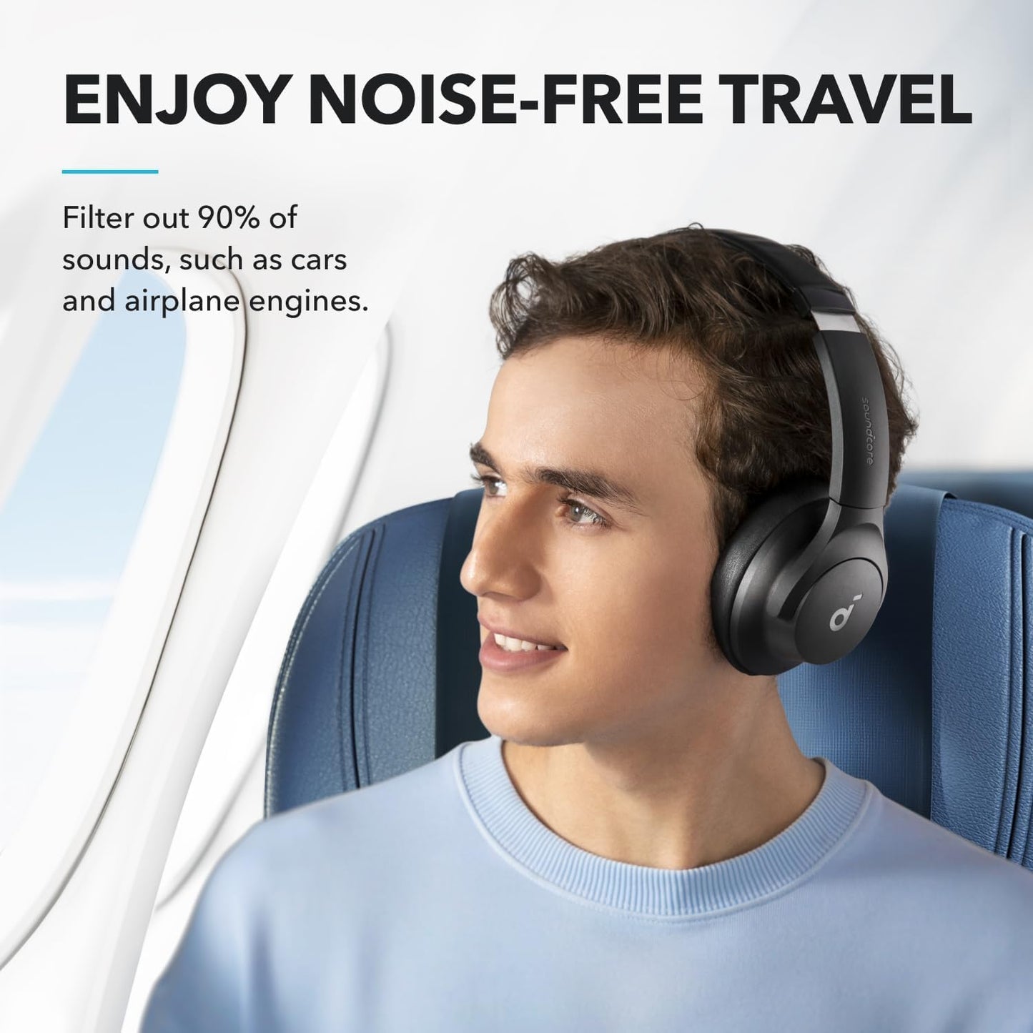 Soundcore by Anker Q20i Hybrid Active Noise Cancelling Headphones, Wireless Over-Ear Bluetooth, 40H Long ANC Playtime, Hi-Res Audio, Big Bass, Customize via an App, Transparency Mode (Black)