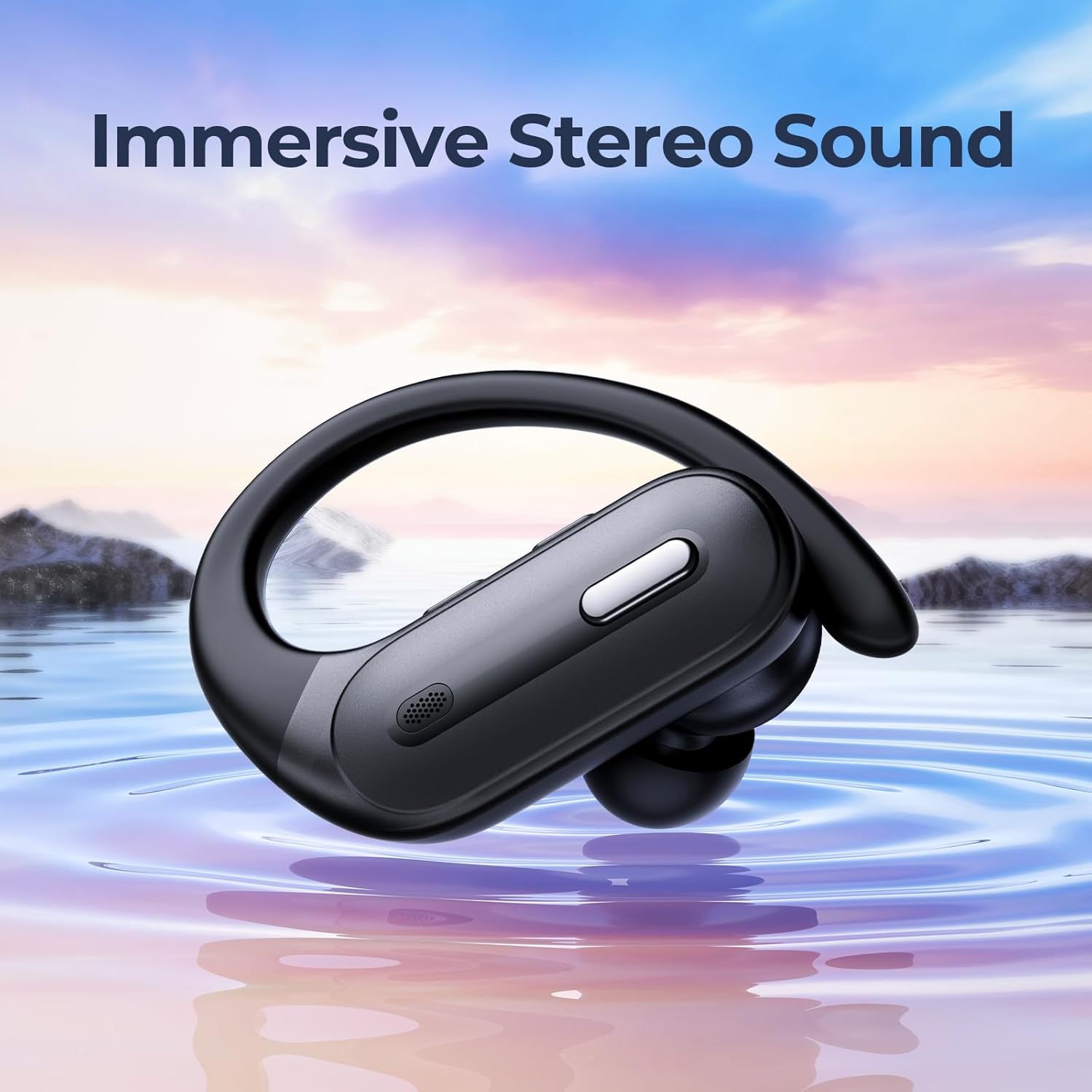 Active Noise Cancelling Bluetooth Headphones Wireless Earbuds 90 Hrs Playtime Ear Buds with Hi-Res Stereo Deep Bass Power Display Earphones with Earhooks Waterproof Transparency Headset Sports/Running