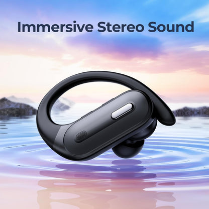Active Noise Cancelling Bluetooth Headphones Wireless Earbuds 90 Hrs Playtime Ear Buds with Hi-Res Stereo Deep Bass Power Display Earphones with Earhooks Waterproof Transparency Headset Sports/Running