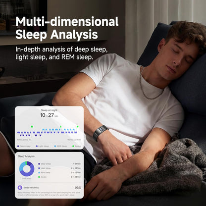 Smart Bracelet, Subscription-Free 24/7 Health Tracking, Heart Rate, SpO2, HRV & Sleep Tracker with IPX8 Waterproof, Wearable Activity & Fitness Tracker, 7-Day Battery, 2 Bands