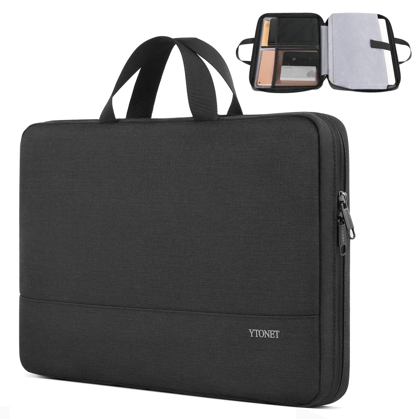 Ytonet Laptop Case, 15.6 inch TSA Laptop Sleeve Computer Bag Water Resistant Computer Case Carrying Cover Compatible for Lenovo, HP, Dell, Asus Notebook, Gifts for Men Women, Grey