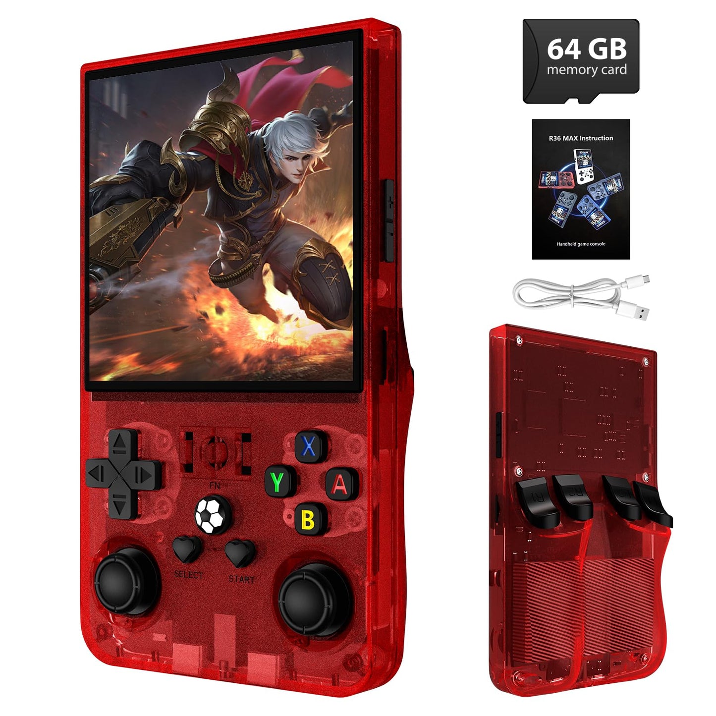 R36MAX Retro Handheld Game Console, 4.0 Inch IPS Screen Retro Gaming Console,Linux System, 4000mAh Battery Portable Pocket Mini Arcade, Built-in 128G,Retro Black