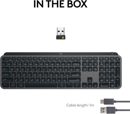 Logitech MX Keys S Wireless Keyboard, Low Profile, Fluid Precise Quiet Typing, Programmable Keys, Backlighting, Bluetooth, USB C Rechargeable, for Windows PC, Linux, Chrome, Mac - Graphite