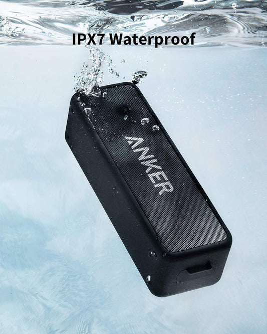Anker Soundcore 2 Portable Bluetooth Speaker with Stereo Sound, Bluetooth 5, Bassup, IPX7 Waterproof, 24-Hour Playtime, Wireless, Speaker for Home, Outdoors, Travel