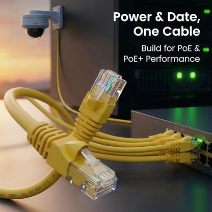 GEARit Cat 6 Ethernet Cable (20-Pack 5 Feet) Cat6 Network Patch, 10Gbps, RJ45, Snagless Cord, Gold-Plated Connectors, Internet for PC, TV, Tablet, Router, Printer, Servers, IT Data Center - Yellow