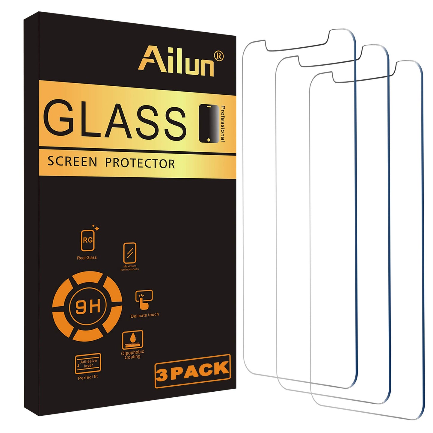 Ailun Screen Protector for iPhone 17e / iPhone 16e / iPhone 14 / iPhone 13 / iPhone 13 Pro [6.1 Inch] Display 3 Pack Tempered Glass, Case Friendly [Not for iPhone 16 6.1 Inch]
