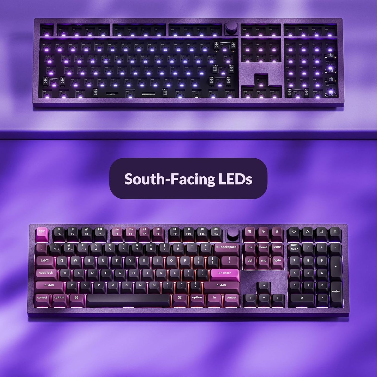 Keychron Q6 Pro Full-Size Wireless Bluetooth Mechanical Keyboard, Full Aluminum, Hot-Swappable Keychron Super Brown Switch, Launcher Programmable, NKRO Knob, KSA PBT Keycaps, Mac/Win/Linux - Purple