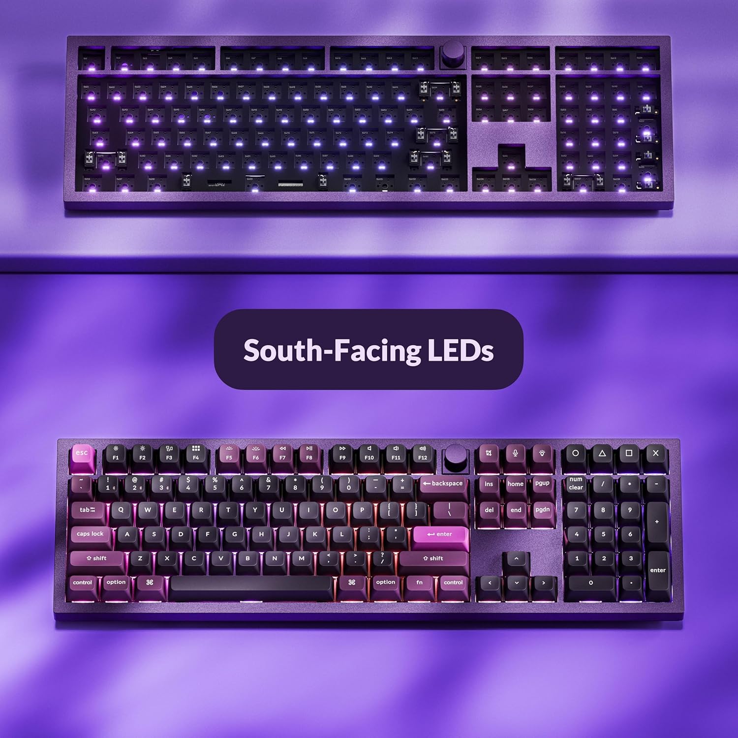Keychron Q6 Pro Full-Size Wireless Bluetooth Mechanical Keyboard, Full Aluminum, Hot-Swappable Keychron Super Brown Switch, Launcher Programmable, NKRO Knob, KSA PBT Keycaps, Mac/Win/Linux - Purple