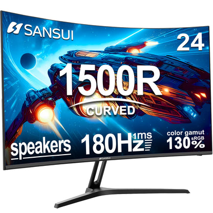 SANSUI 27 Inch Curved 240Hz Gaming Monitor FHD 1080P, 1500R Curve Computer Monitor, 130% sRGB, 4000:1 Contrast, HDR, FreeSync, MPRT 1Ms, Low Blue Light, HDMI DP Ports, Metal Stand, DP Cable Incl.