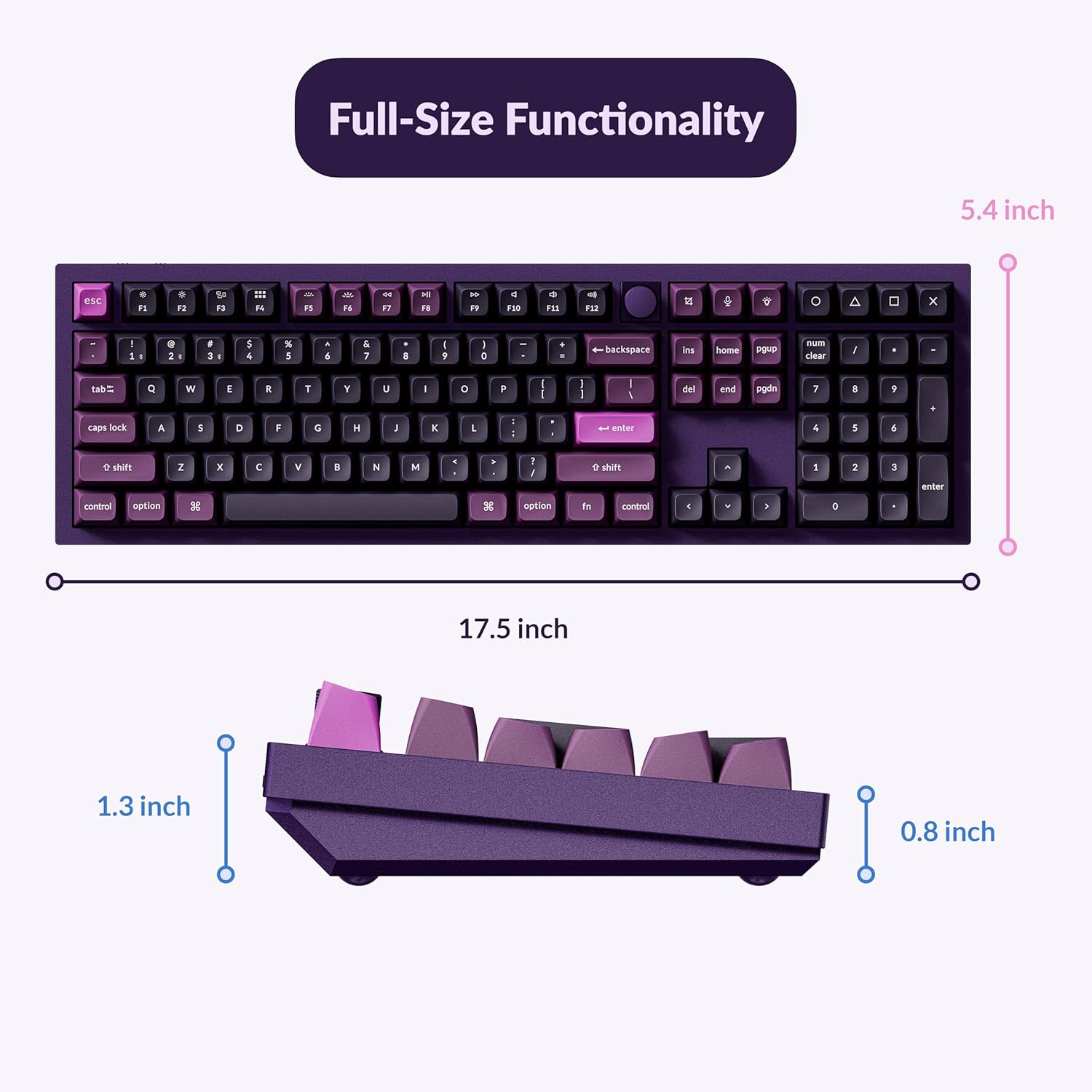 Keychron Q6 Pro Full-Size Wireless Bluetooth Mechanical Keyboard, Full Aluminum, Hot-Swappable Keychron Super Brown Switch, Launcher Programmable, NKRO Knob, KSA PBT Keycaps, Mac/Win/Linux - Purple