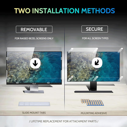 Peslv [2-Pack] 24 Inch Privacy Screen for Computer Monitor 16:9 Aspect Ratio, Eye Protection Anti Blue Light Glare Shield, 24inch Removable Black Blackout Anti Spy Desktop Security Private Filter
