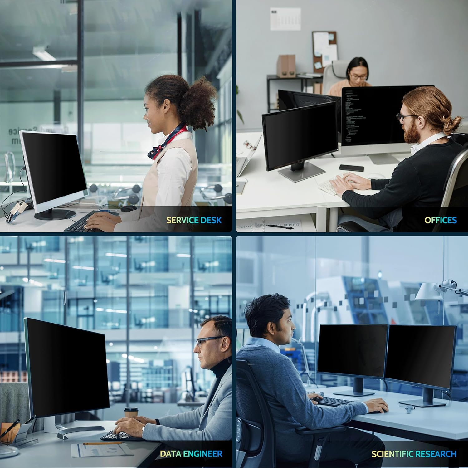 Peslv [2-Pack] 24 Inch Privacy Screen for Computer Monitor 16:9 Aspect Ratio, Eye Protection Anti Blue Light Glare Shield, 24inch Removable Black Blackout Anti Spy Desktop Security Private Filter